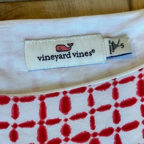 Vineyard Vines Women's Silk Red-White Short Sleeve Blouse Small - Picture 7 of 12